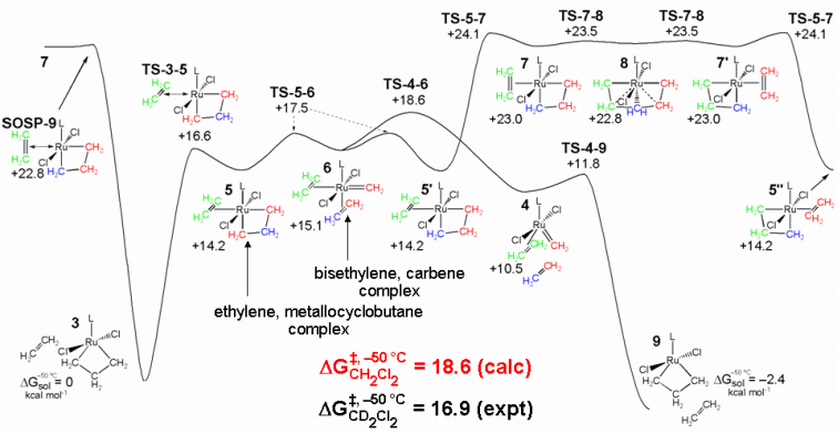 computational results used to propose a mechanism for ethylene exchange